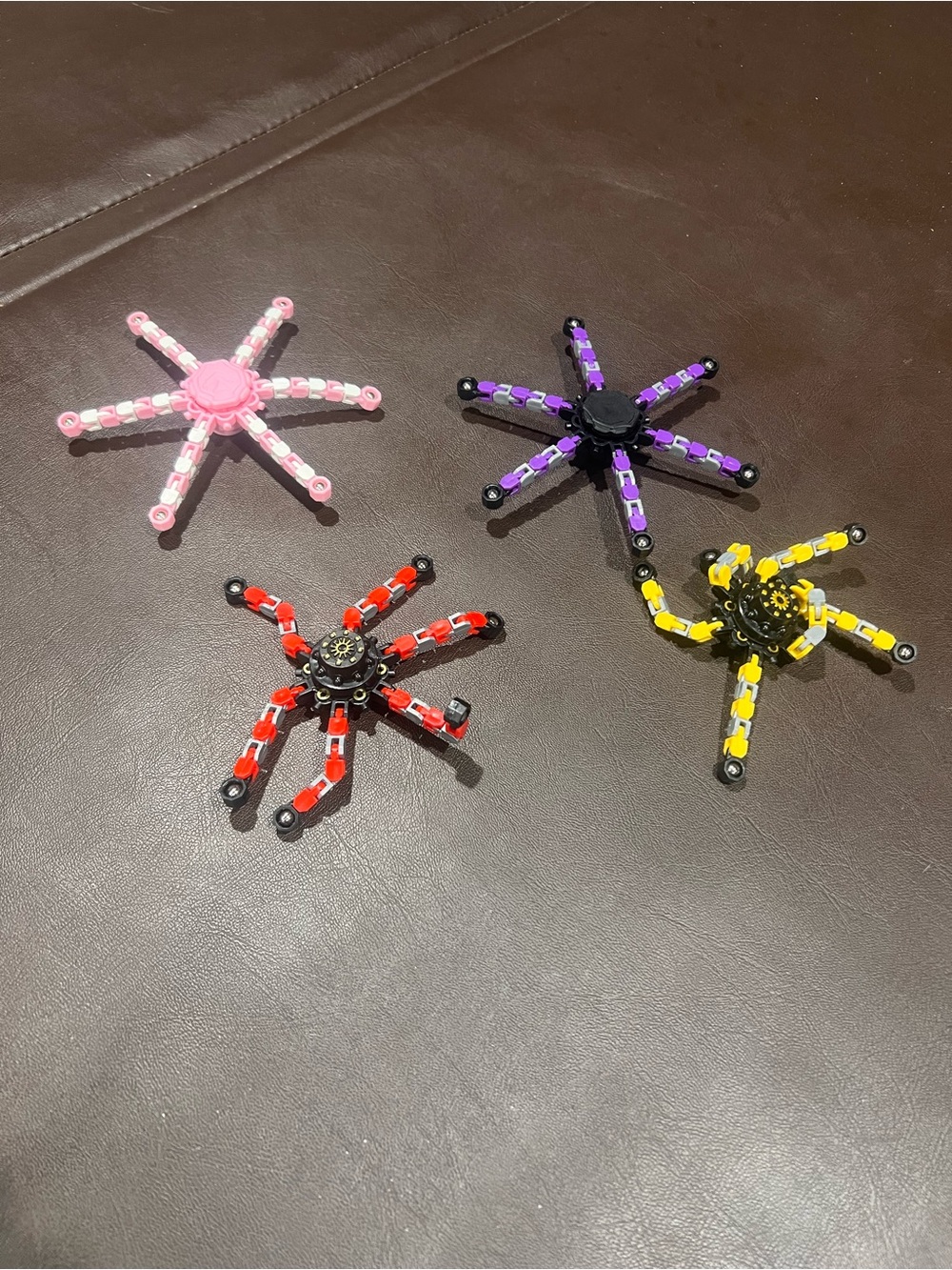 Set of 4 Colorful Spider Fidget Toys - Pink, Purple, Red, Yellow